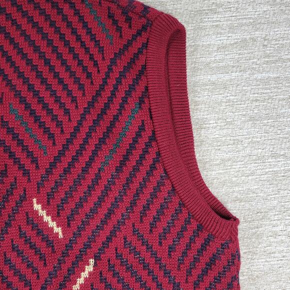 VTG Marz München Wool Sweater Vest L/XL Burgundy 3D Knit West Germany Grandpa - Picture 13 of 16